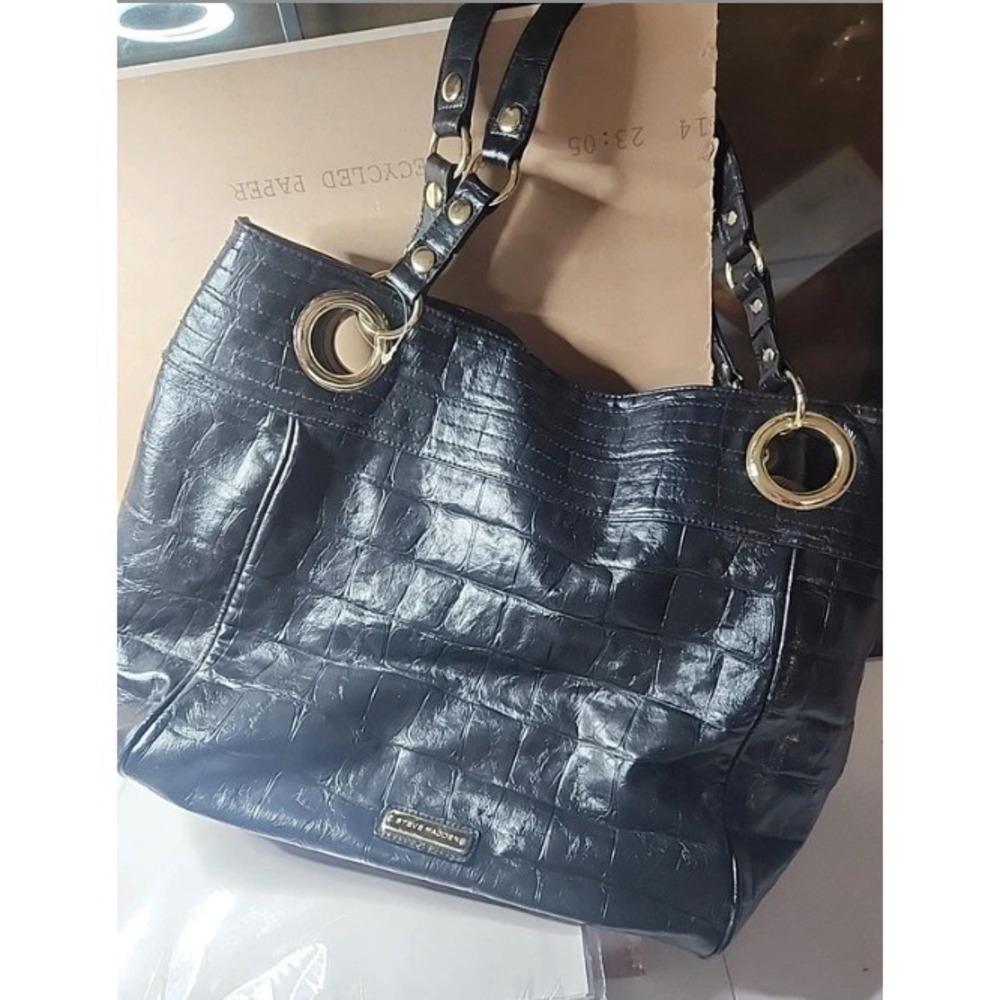 Steve Madden Shoulder Bag Black Croc Embossed XLarge Tote- Discontinued model
